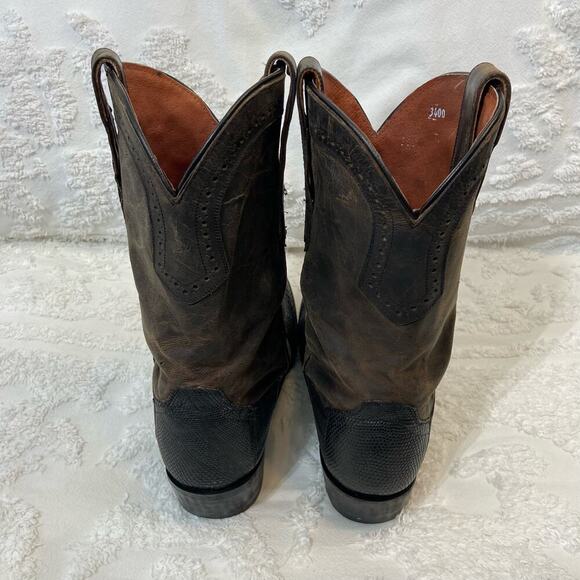 DAN POST Men's Snakeskin Leather Cowboy Boots Sz 9.5 Country Distressed Workwear - Picture 2 of 8